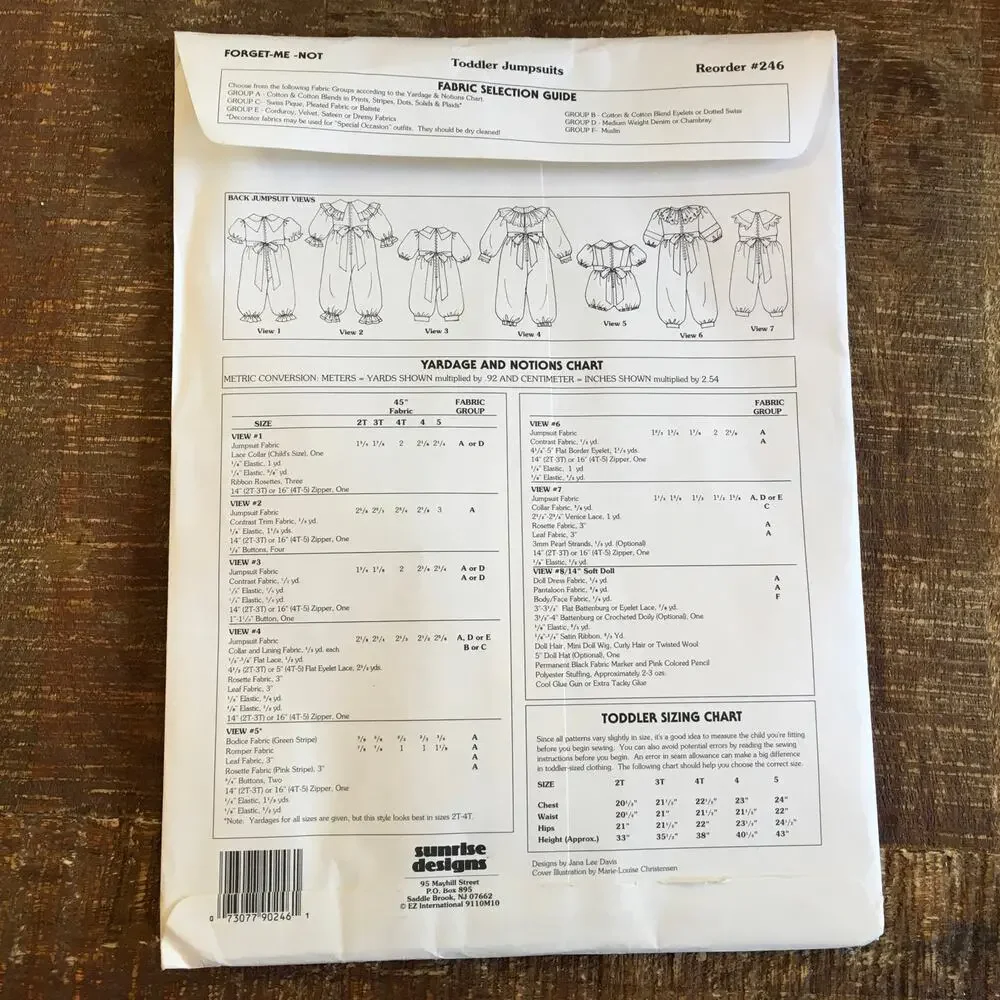Vintage Sunrise Design Sewing Pattern Toddler Girls Dresses Jumpsuits 2T-5 UNCUT